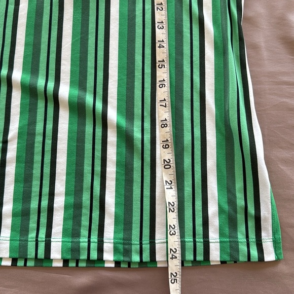 Lesley Evers Striped Green Sleeveless Tank Top Contrast Trim Multi Hues - Picture 8 of 11